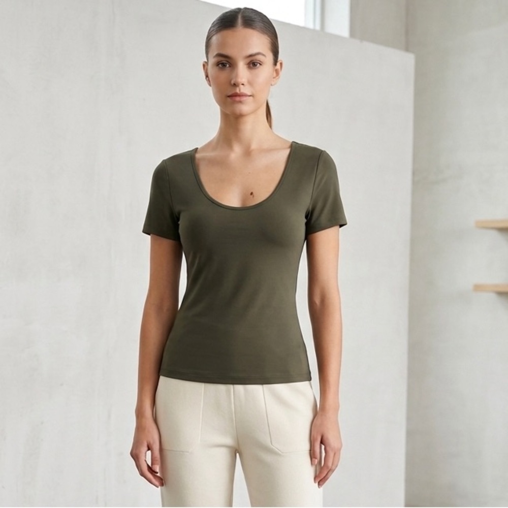Aritzia Olive Scoop Neck Short Sleeve Tee